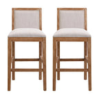 Set di 2 sgabelli da bar imbottiti, altezza bar 77,5 cm, cuscino in tessuto, struttura in legno, stile retrò