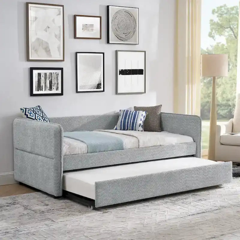 Divano letto singolo Boucle con letto estraibile
