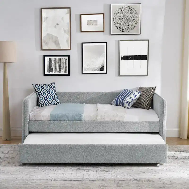 Divano letto singolo Boucle con letto estraibile
