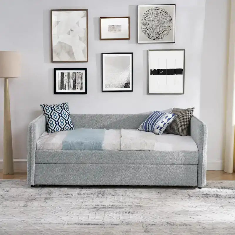 Divano letto singolo Boucle con letto estraibile