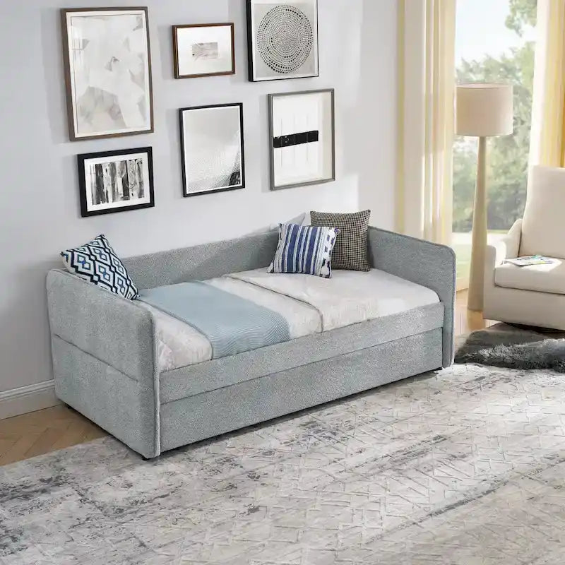 Divano letto singolo Boucle con letto estraibile