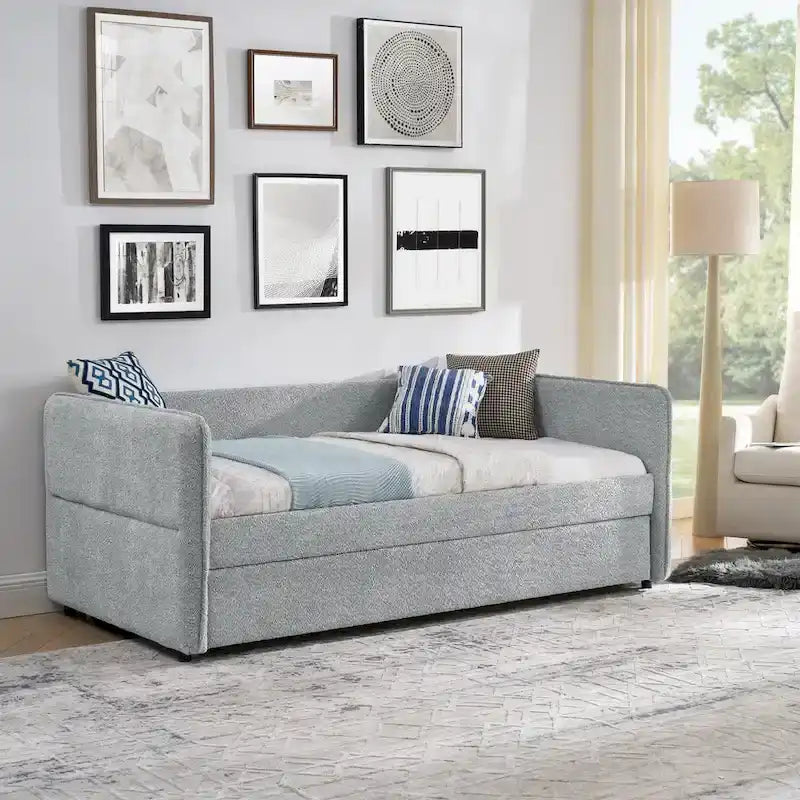 Divano letto singolo Boucle con letto estraibile