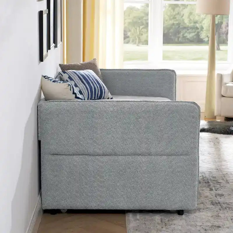 Divano letto singolo Boucle con letto estraibile