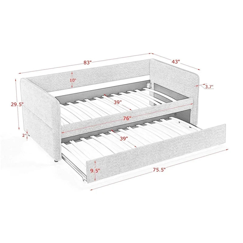 Divano letto singolo Boucle con letto estraibile