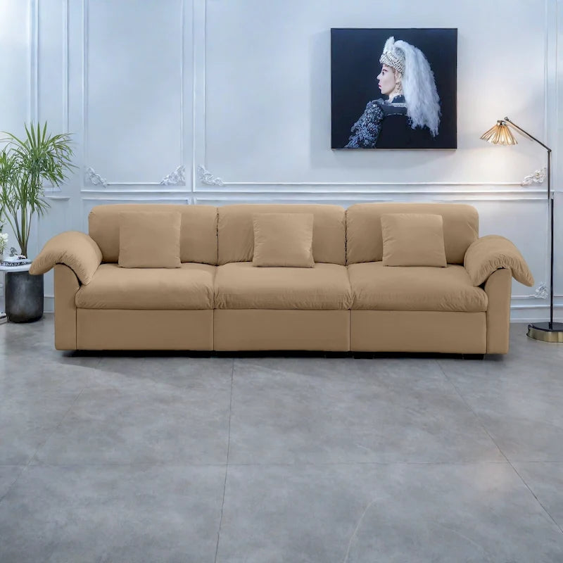 119 Divano a 4 posti in velluto con contenitore - Design Flessibile e Comfort Lussuoso