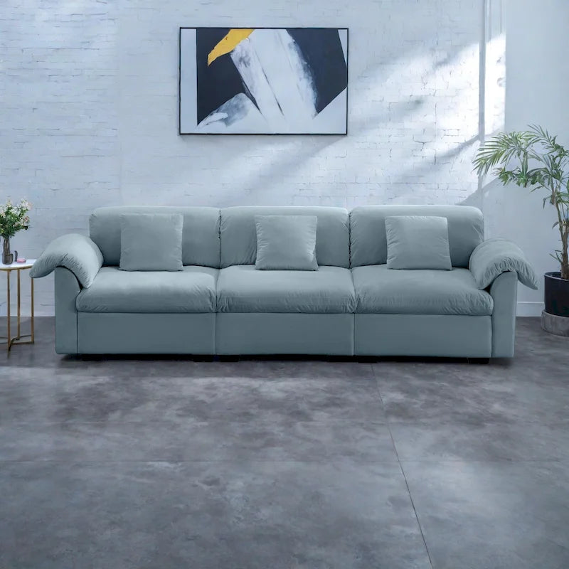119 Divano a 4 posti in velluto con contenitore - Design Flessibile e Comfort Lussuoso