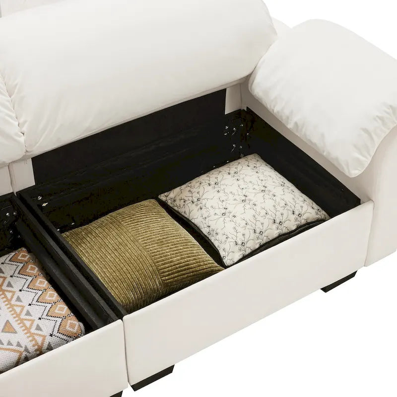 119 Divano a 4 posti in velluto con contenitore - Design Flessibile e Comfort Lussuoso