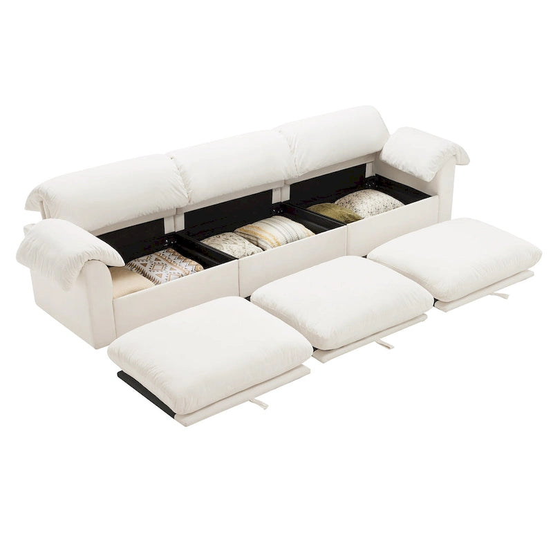 119 Divano a 4 posti in velluto con contenitore - Design Flessibile e Comfort Lussuoso