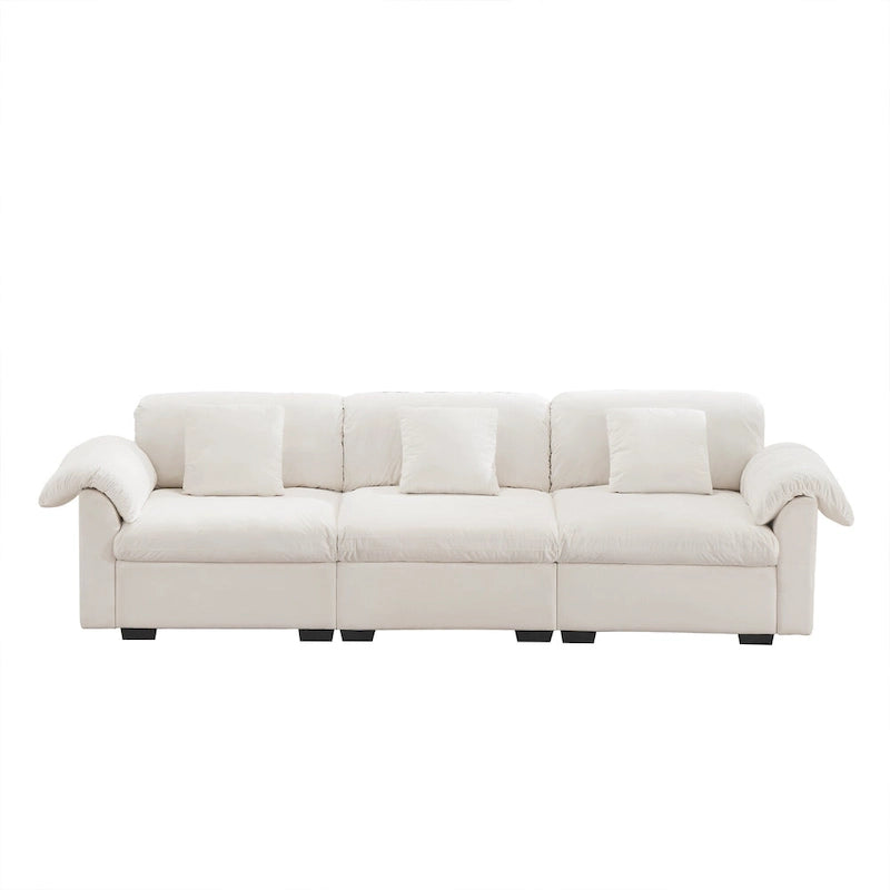 119 Divano a 4 posti in velluto con contenitore - Design Flessibile e Comfort Lussuoso