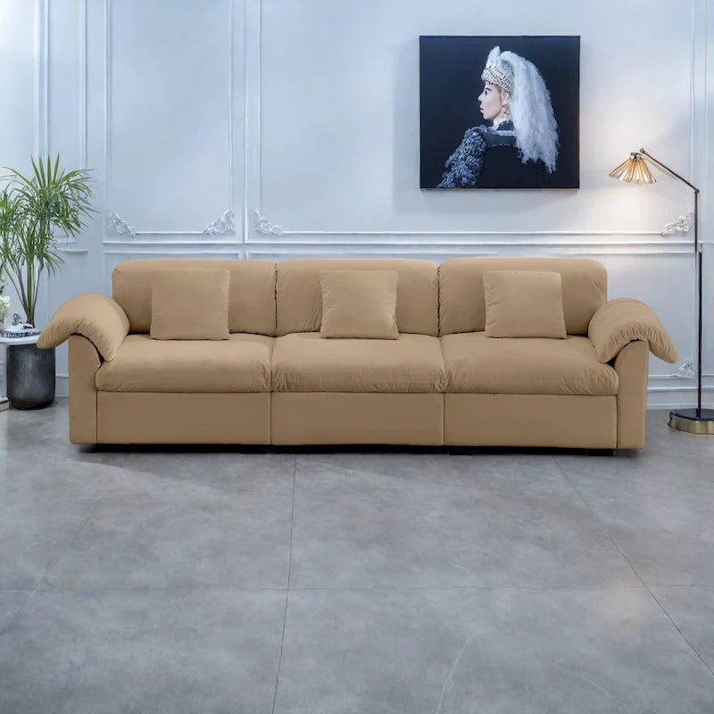 119 Divano a 4 posti in velluto con contenitore - Design Flessibile e Comfort Lussuoso