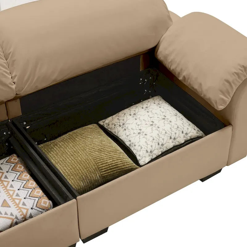 119 Divano a 4 posti in velluto con contenitore - Design Flessibile e Comfort Lussuoso