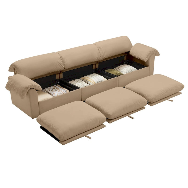 119 Divano a 4 posti in velluto con contenitore - Design Flessibile e Comfort Lussuoso