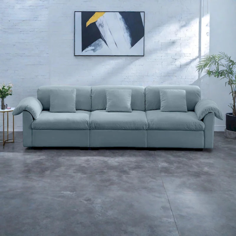 119 Divano a 4 posti in velluto con contenitore - Design Flessibile e Comfort Lussuoso