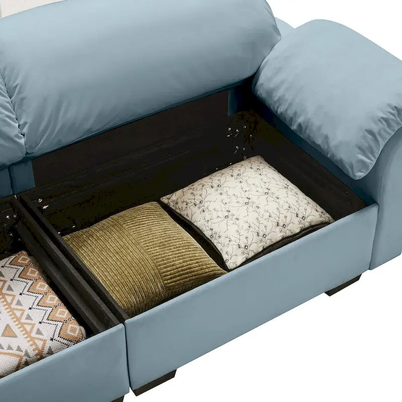 119 Divano a 4 posti in velluto con contenitore - Design Flessibile e Comfort Lussuoso