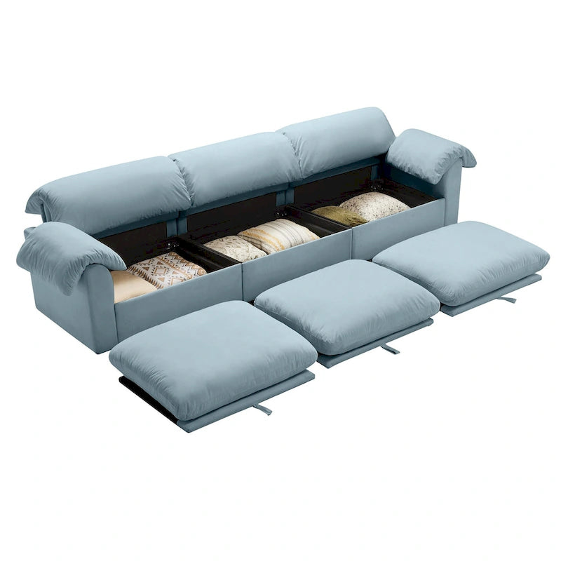 119 Divano a 4 posti in velluto con contenitore - Design Flessibile e Comfort Lussuoso