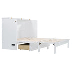 Letto a scomparsa matrimoniale/queen size con ampio cassetto contenitore, letto armadio salvaspazio Murphy con un set di prese e porte USB