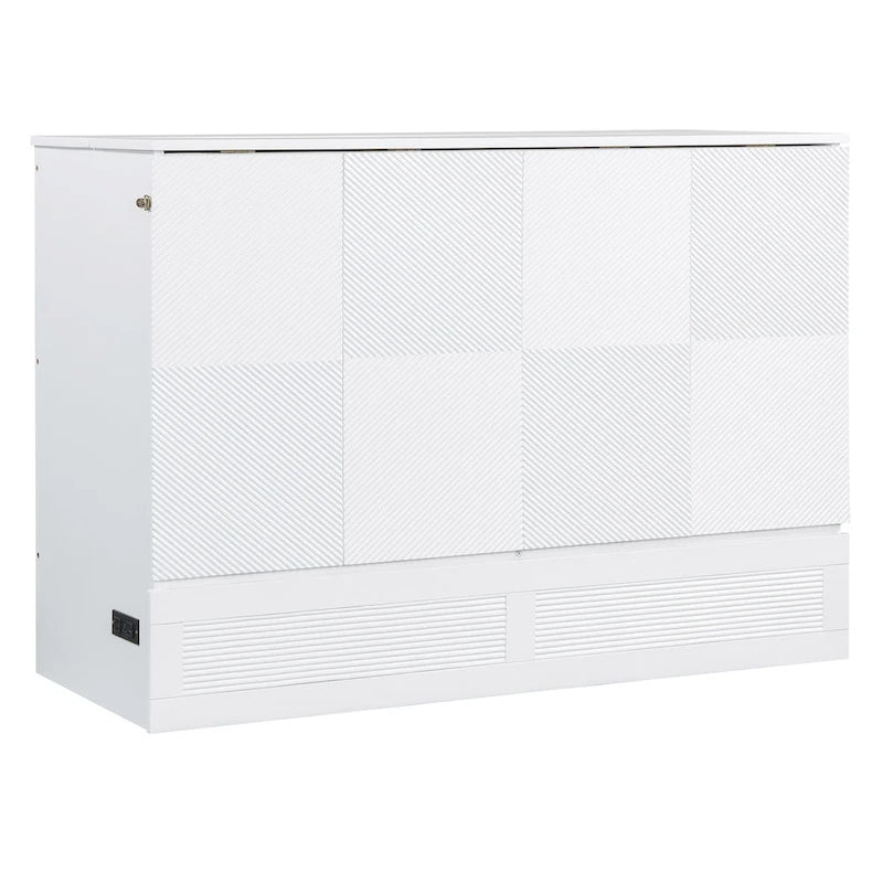 Letto a scomparsa matrimoniale/queen size con ampio cassetto contenitore, letto armadio salvaspazio Murphy con un set di prese e porte USB