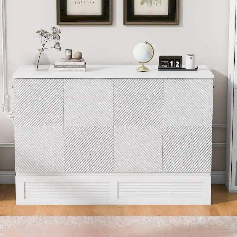 Letto a scomparsa matrimoniale/queen size con ampio cassetto contenitore, letto armadio salvaspazio Murphy con un set di prese e porte USB