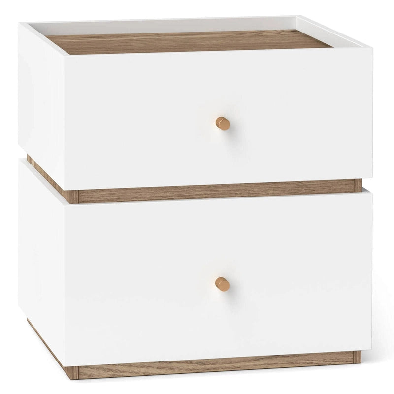 Costway 1/2 PEZZI Comodino Moderno a 2 Cassetti con Spazio Contenitore