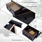 Comodino Nero con 1 Cassetto e 3 Ripiani Aperti, Tavolino da Comodino, Organizzatore per Camera da Letto