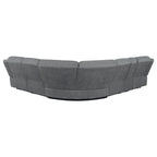Divano componibile modulare a 6 posti, ciniglia grigio scuro, 3 reclinabili manuali, gel memory foam, prese USB