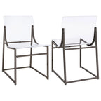 Set di 2 sedie da pranzo in acrilico trasparente, struttura in nichel nero, altezza seduta 45 cm, stile moderno