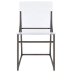 Set di 2 sedie da pranzo in acrilico trasparente, struttura in nichel nero, altezza seduta 45 cm, stile moderno