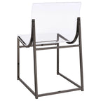 Set di 2 sedie da pranzo in acrilico trasparente, struttura in nichel nero, altezza seduta 45 cm, stile moderno