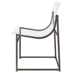 Set di 2 sedie da pranzo in acrilico trasparente, struttura in nichel nero, altezza seduta 45 cm, stile moderno