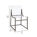 Set di 2 sedie da pranzo in acrilico trasparente, struttura in nichel nero, altezza seduta 45 cm, stile moderno
