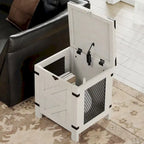 Tavolino e Comodino ad Apertura dall'Alto con Dettagli Rustici, Cassetto Contenitore, Tavolino d'Appoggio Moderno