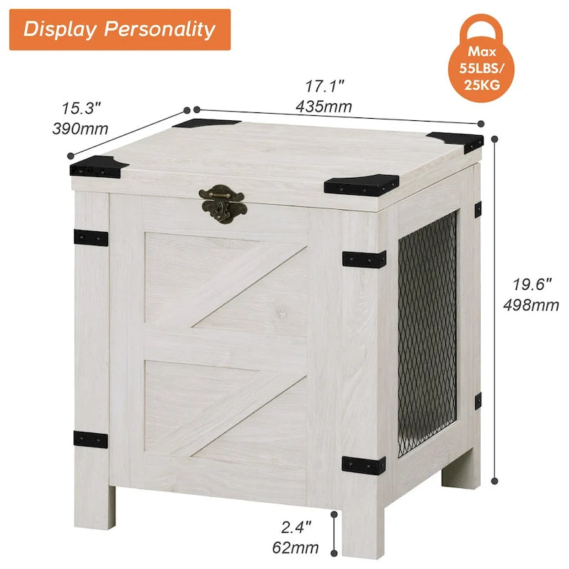 Tavolino e Comodino ad Apertura dall'Alto con Dettagli Rustici, Cassetto Contenitore, Tavolino d'Appoggio Moderno