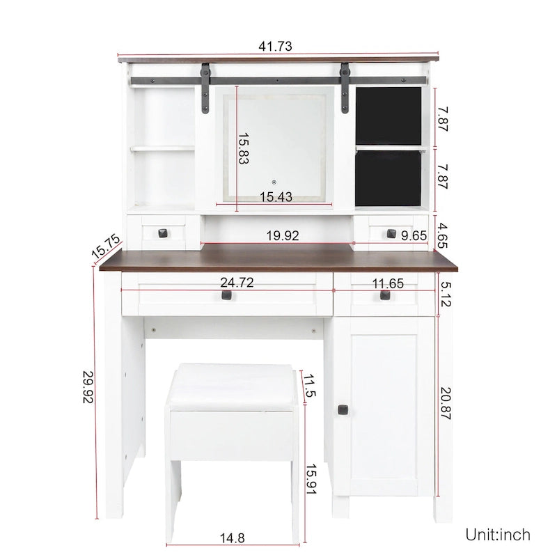 Set toeletta largo 105,99 cm con 4 cassetti e 1 armadietto