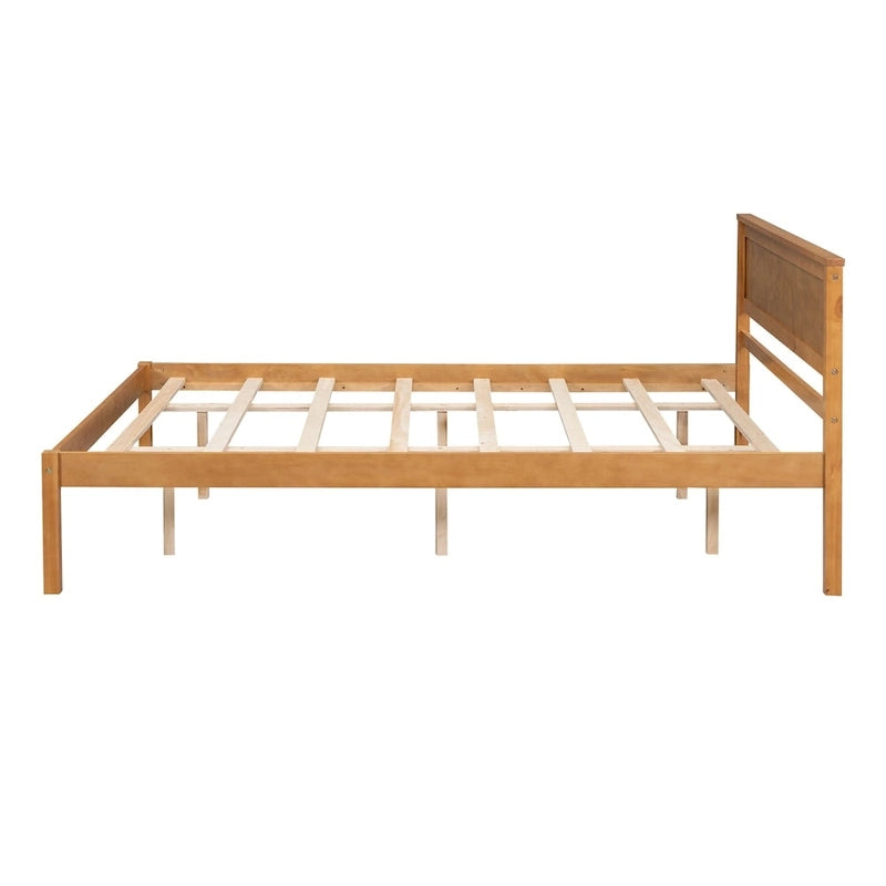 Letto a piattaforma in legno di pino con testiera e supporto a doghe in legno, non è richiesta la rete a molle, facile da montare
