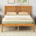 Letto a piattaforma in legno di pino con testiera e supporto a doghe in legno, non è richiesta la rete a molle, facile da montare