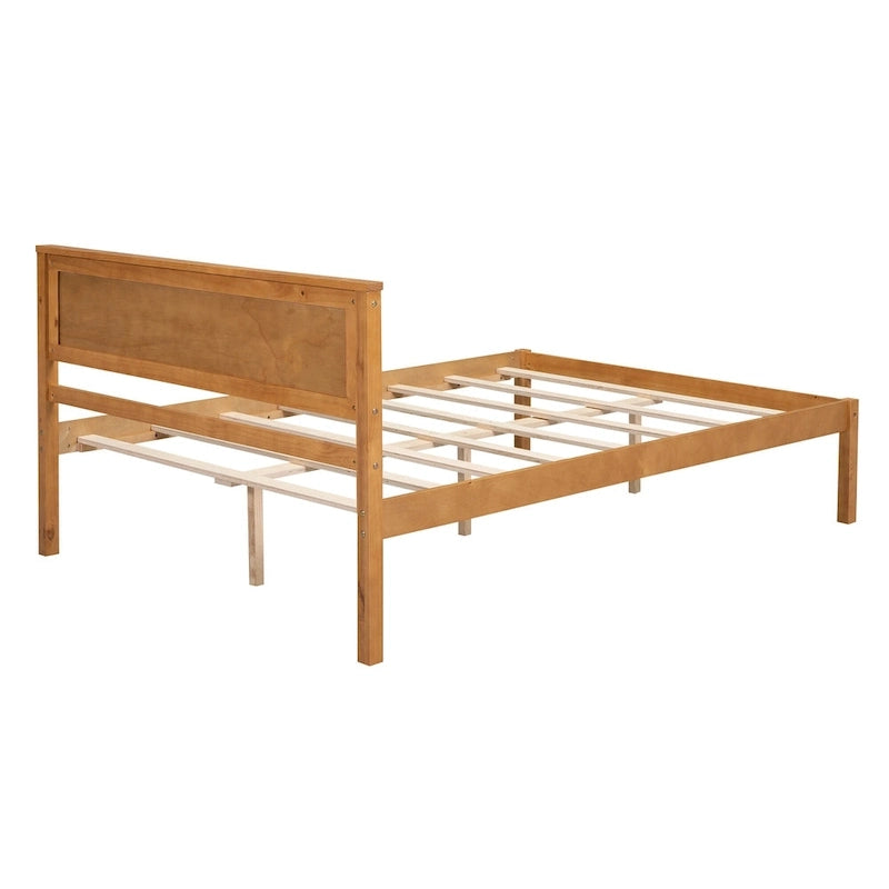 Letto a piattaforma in legno di pino con testiera e supporto a doghe in legno, non è richiesta la rete a molle, facile da montare