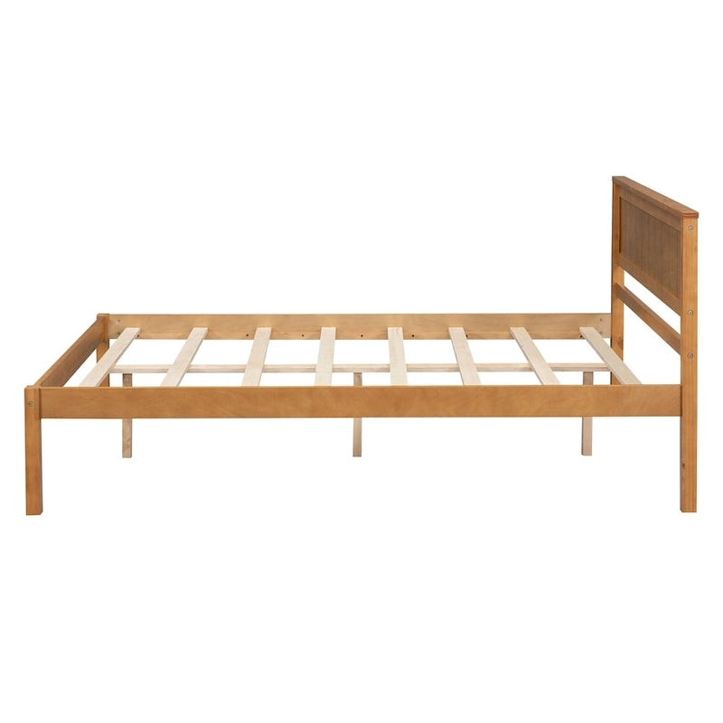 Letto a piattaforma in legno di pino con testiera e supporto a doghe in legno, non è richiesta la rete a molle, facile da montare
