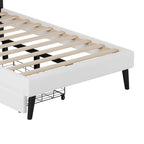 Letto a piattaforma per bambine Principessa con testiera a corona, 2 cassetti portaoggetti, pelle PU, struttura in legno di pino
