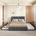 Letto a piattaforma Queen Size in lino con bottoni trapuntati, 2 cassetti portaoggetti e letto estraibile, 26 doghe in legno, nessun box spring