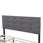 Letto a piattaforma Queen Size in lino con bottoni trapuntati, 2 cassetti portaoggetti e letto estraibile, 26 doghe in legno, nessun box spring