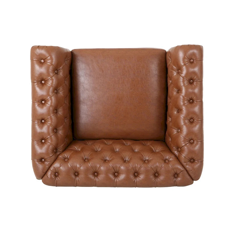 Poltrona in similpelle con capitonné, design classico da club, con bottoni, poltrona da soggiorno