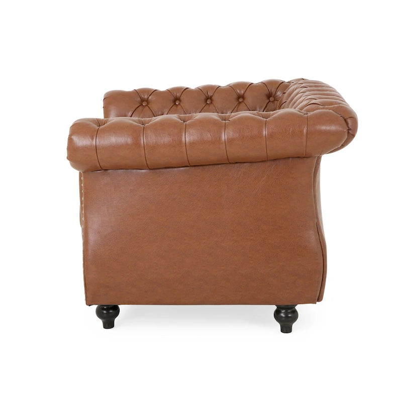 Poltrona in similpelle con capitonné, design classico da club, con bottoni, poltrona da soggiorno