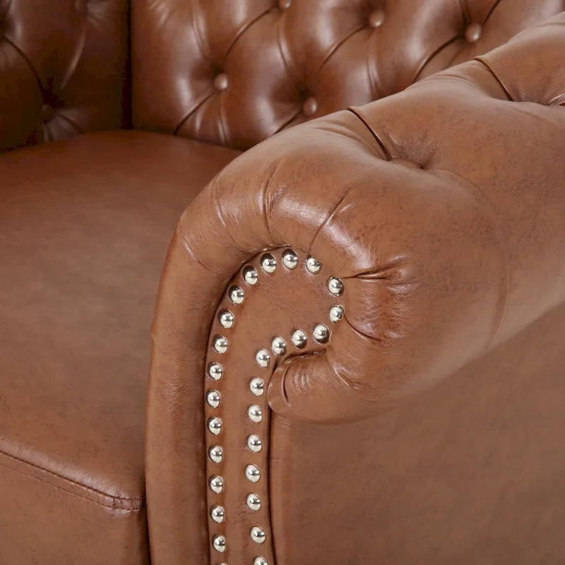 Poltrona in similpelle con capitonné, design classico da club, con bottoni, poltrona da soggiorno