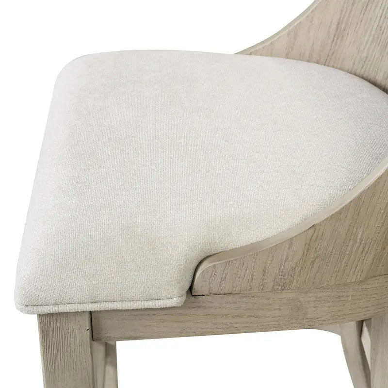Set da pranzo rotondo da 5 pezzi, tavolo da 54" in legno massello di Hevea e 4 sedie imbottite, grigio cenere o rovere bianco