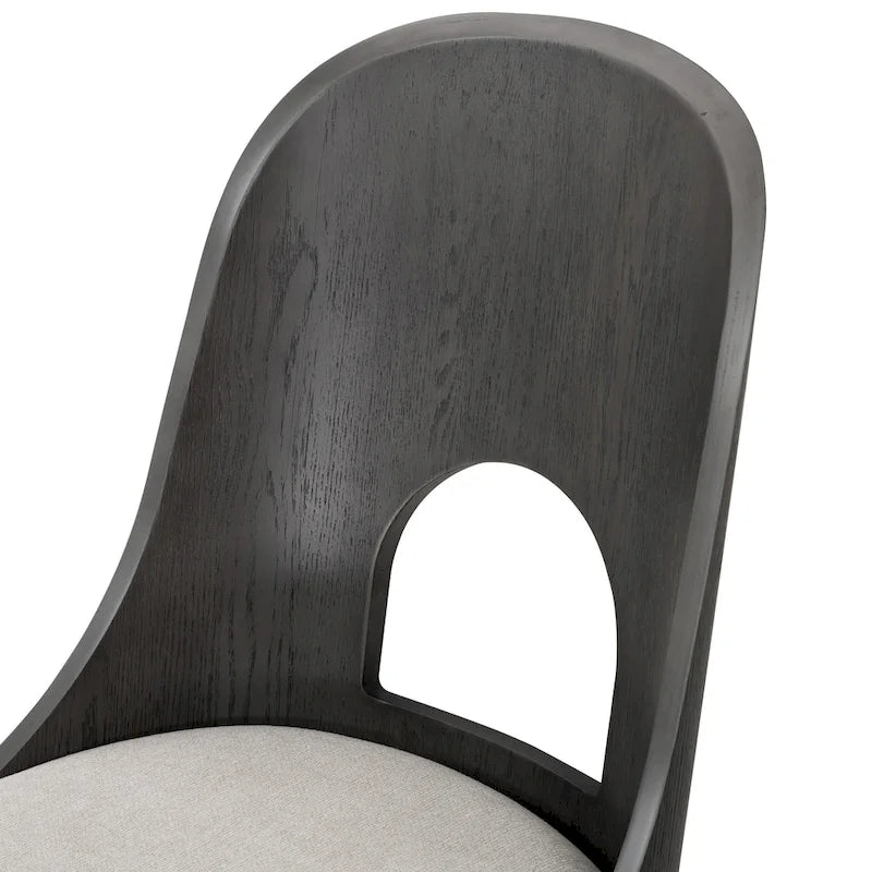 Set da pranzo rotondo da 5 pezzi, tavolo da 54" in legno massello di Hevea e 4 sedie imbottite, grigio cenere o rovere bianco