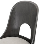 Set da pranzo rotondo da 5 pezzi, tavolo da 54" in legno massello di Hevea e 4 sedie imbottite, grigio cenere o rovere bianco