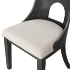 Set da pranzo rotondo da 5 pezzi, tavolo da 54" in legno massello di Hevea e 4 sedie imbottite, grigio cenere o rovere bianco