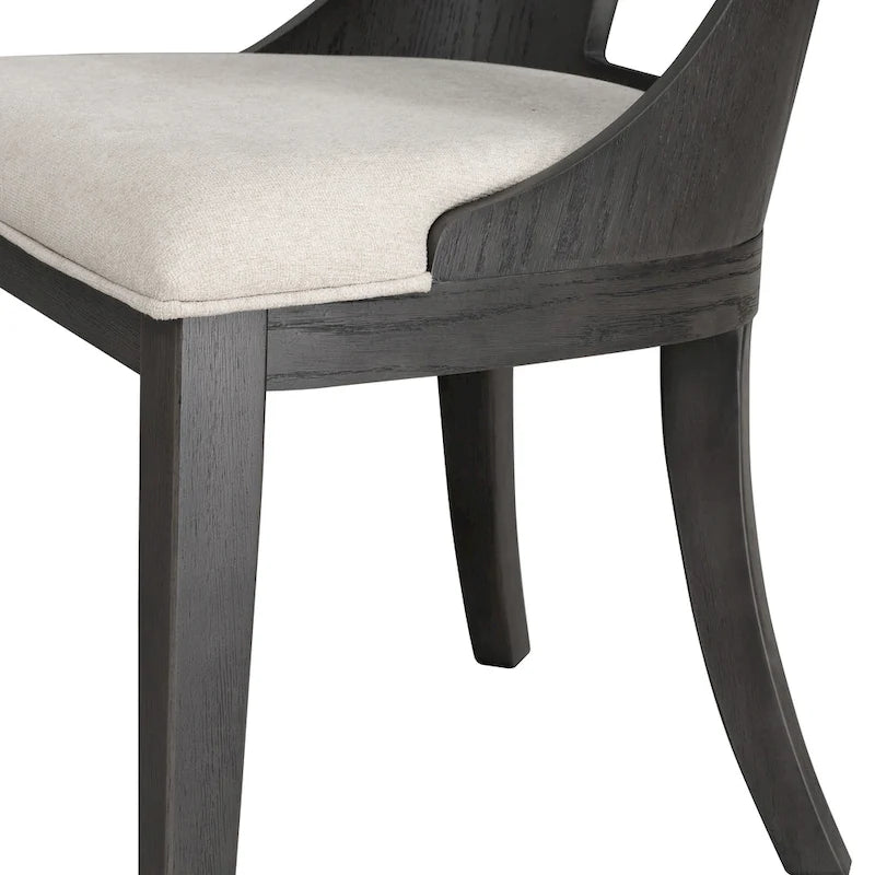 Set da pranzo rotondo da 5 pezzi, tavolo da 54" in legno massello di Hevea e 4 sedie imbottite, grigio cenere o rovere bianco