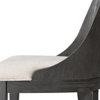 Set da pranzo rotondo da 5 pezzi, tavolo da 54" in legno massello di Hevea e 4 sedie imbottite, grigio cenere o rovere bianco