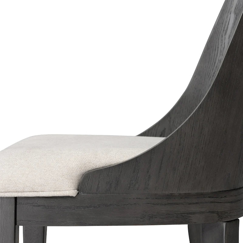 Set da pranzo rotondo da 5 pezzi, tavolo da 54" in legno massello di Hevea e 4 sedie imbottite, grigio cenere o rovere bianco